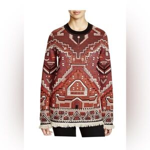Tory Burch Tapestry Jacquard Merino Wool Crewneck Sweater